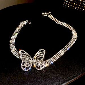 Rhinestone Butterfly 🦋 Platinum Plated Choker 14K Gold